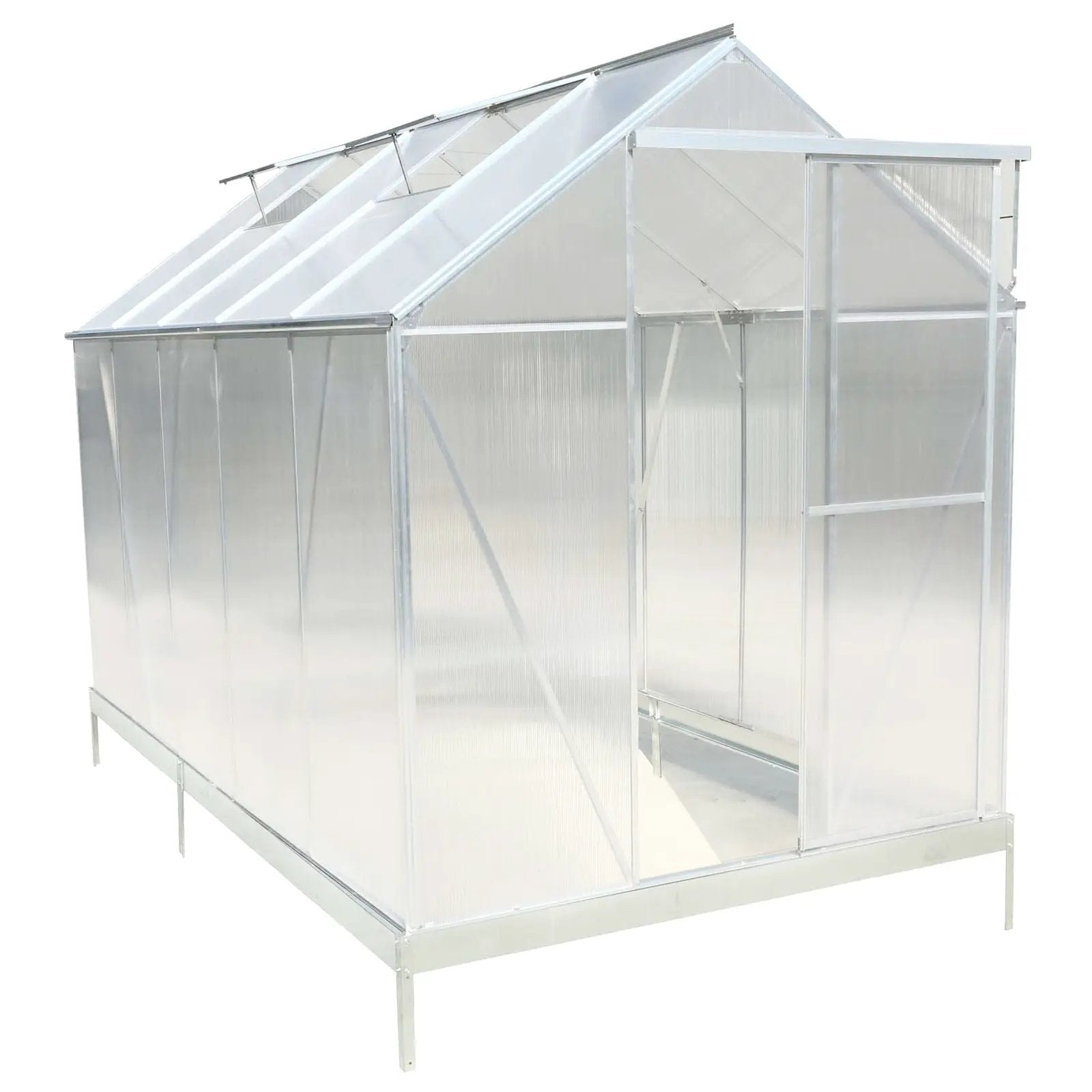 Polycarbonate house, Heavy Duty Outdoor Aluminum Walk-In House Kit With Rain Gutter, Vent And Door For Backyard Garden by HouseOfZazla