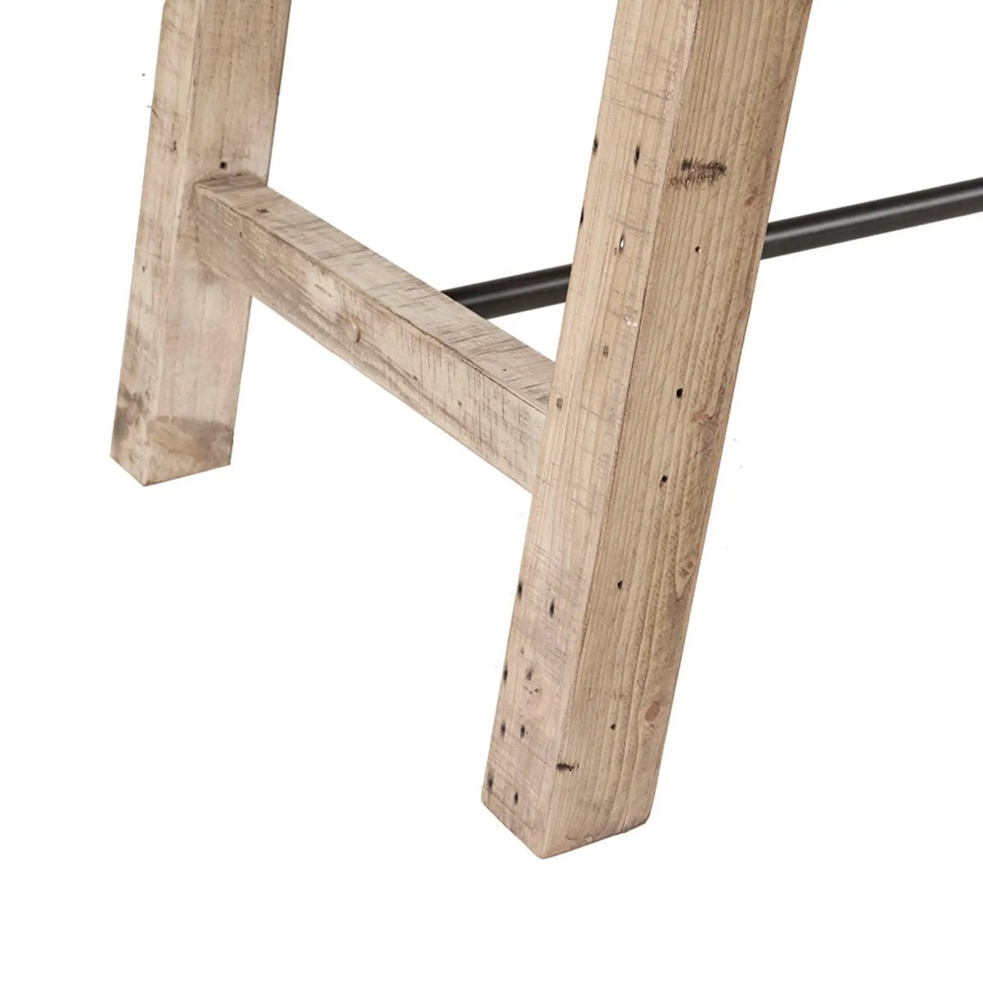Rustic Dining Table with Metal Support in Natural Pine Wood Finish by HouseOfZazla