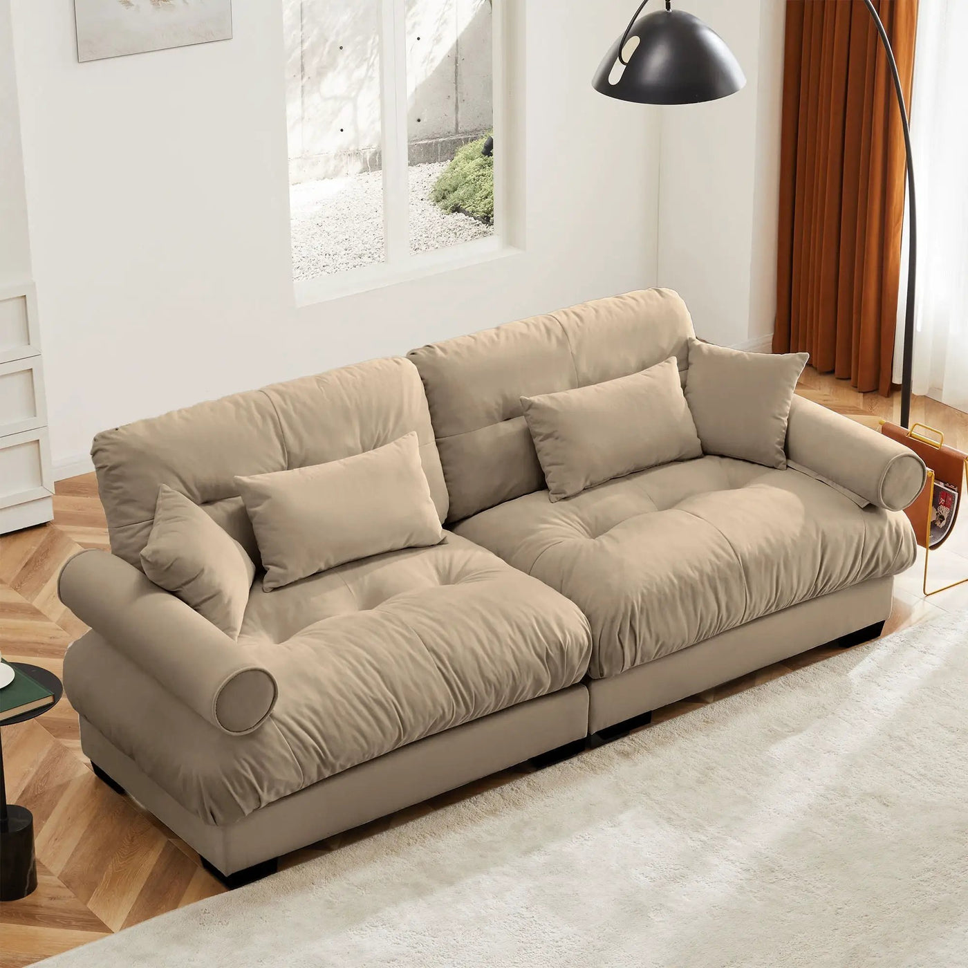 Modern Oversize Sofa With Cloud Like Comfort, Featuring Waist And Throw Pillows by HouseOfZazla