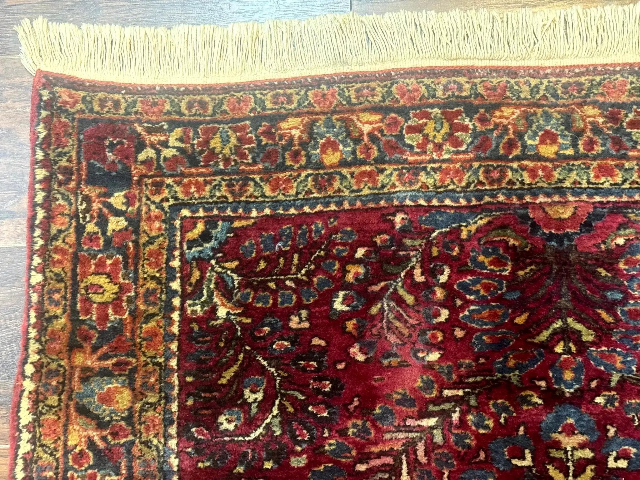 Antique Persian Sarouk Rug 3.6 x 5, Red, 1920s Persian Carpet by Jewel Rugs