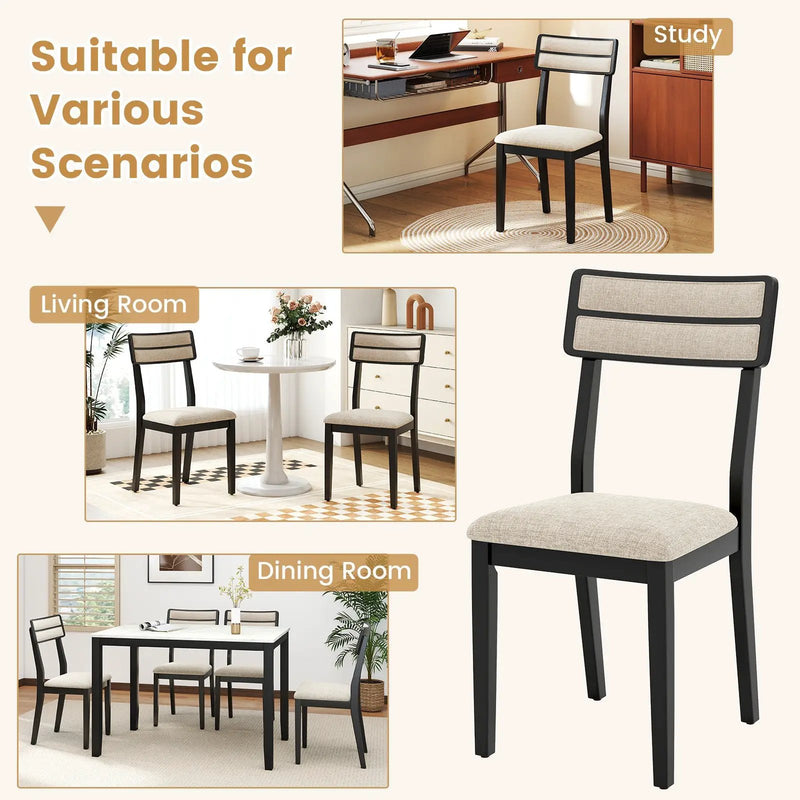 Modern Dining Chairs Set of 2 with Tilt Backrest for Dining Room-Black by DirectDeals