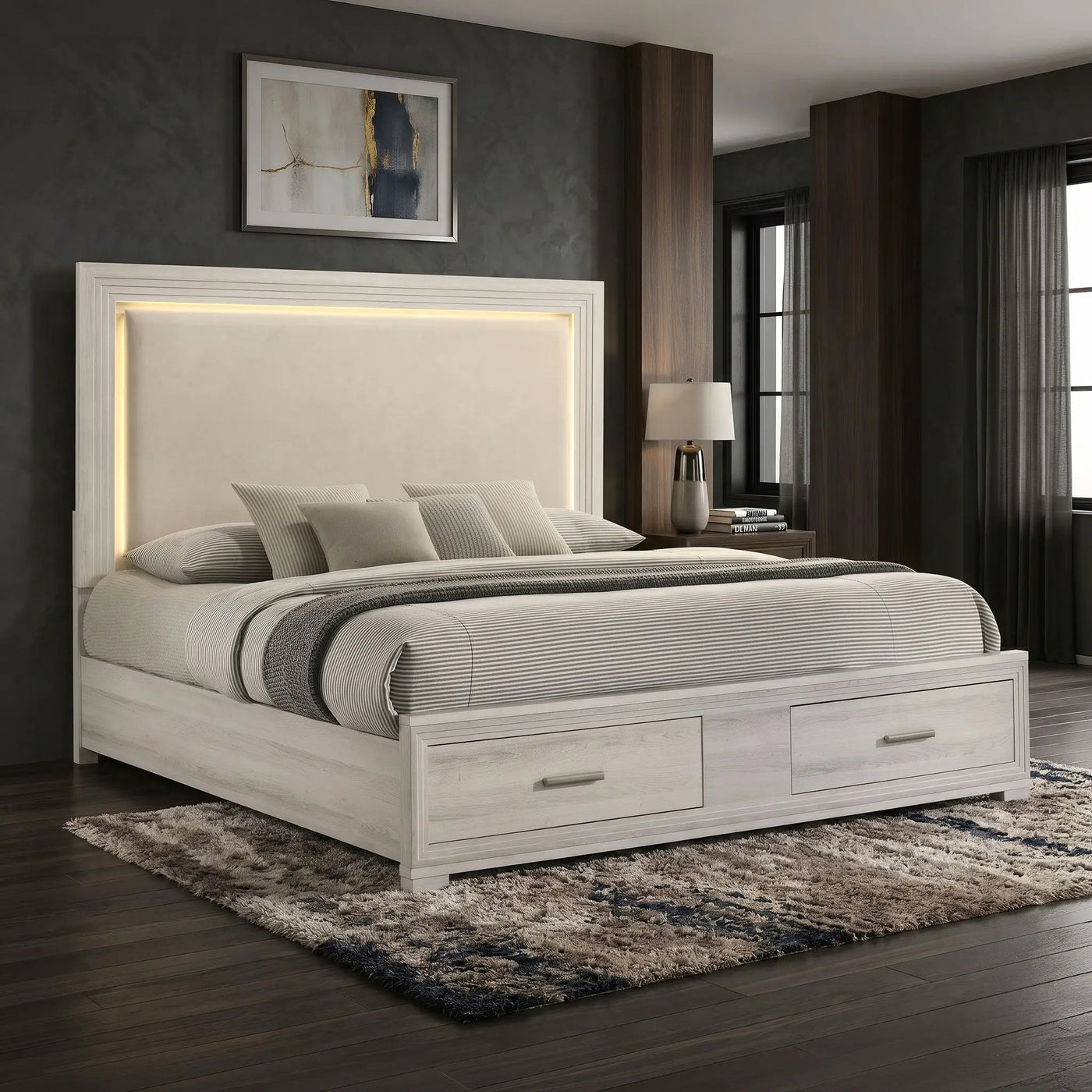 Colorado - Bed With Upholstered LED Headboard by HouseOfZazla