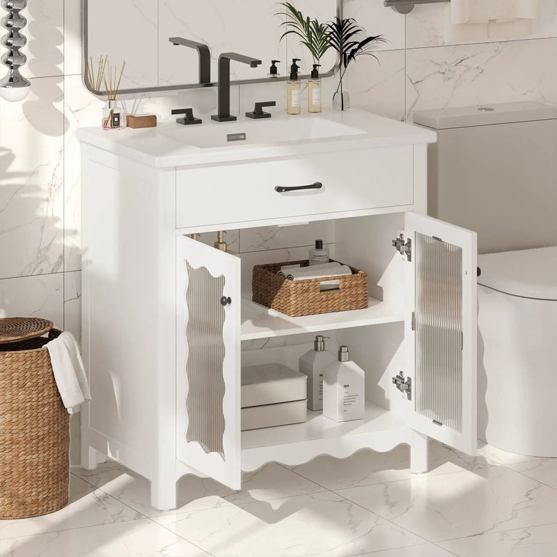 Modern Bathroom Vanity With Tempered Glass Doors by HouseOfZazla