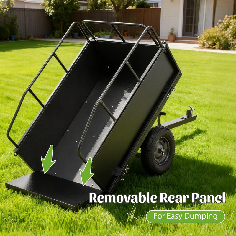 600LBS Heavy Duty Steel Dump Cart Trailer, 17 Cu.Ft. by HouseOfZazla