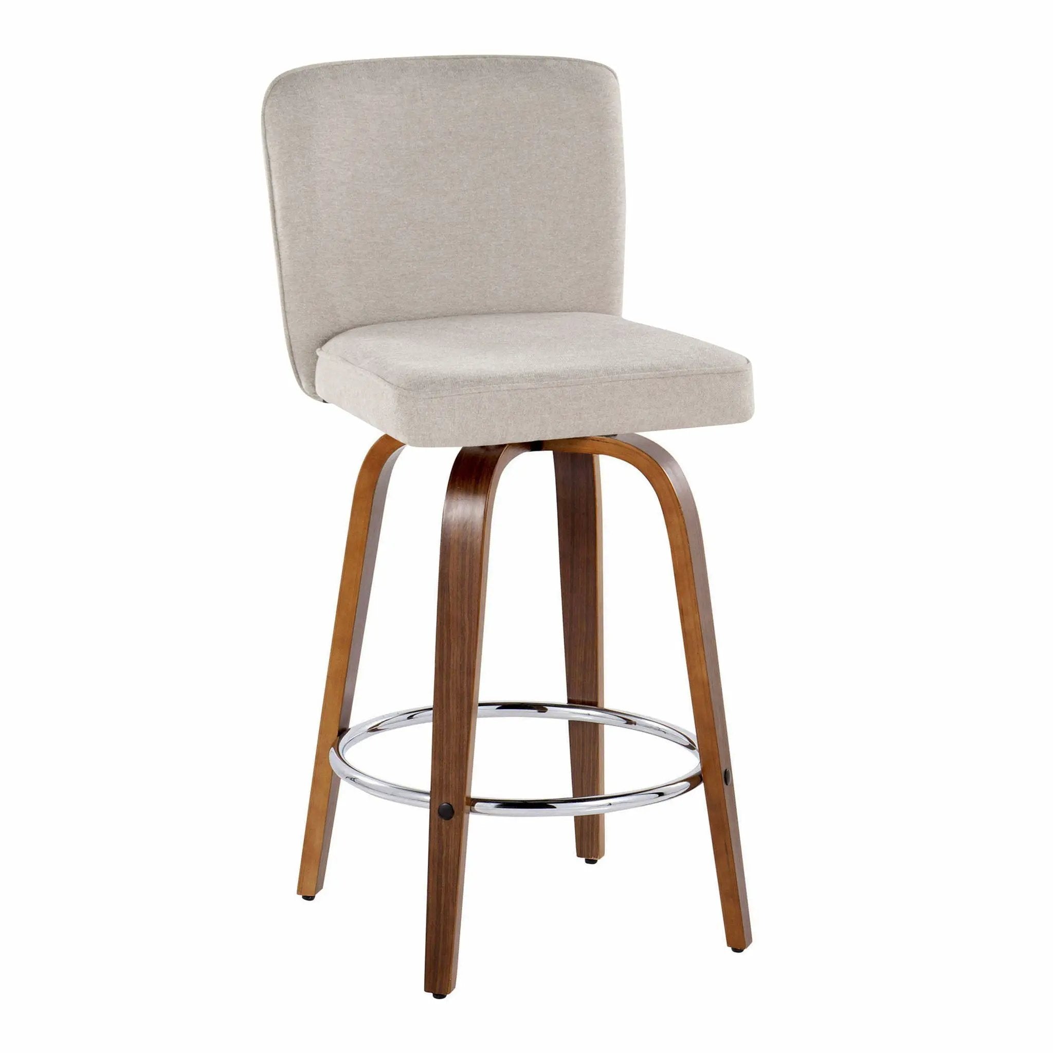 Henry - Contemporary Fixed Height Counter Stool With Swivel With Round Footrest (Set of 2) by HouseOfZazla