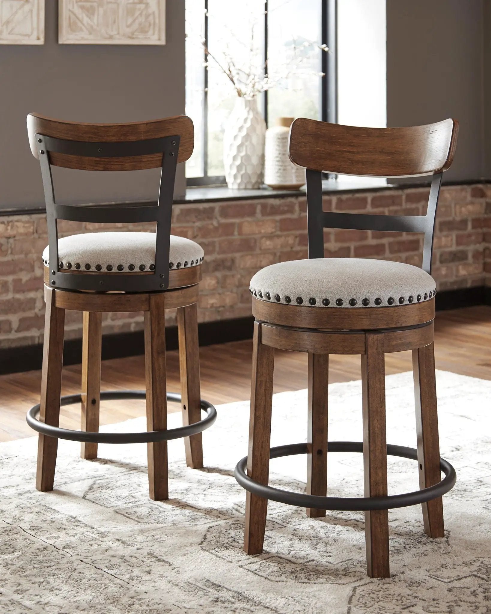 Valebeck - Full Back Swivel Stool by Unique Piece Furniture
