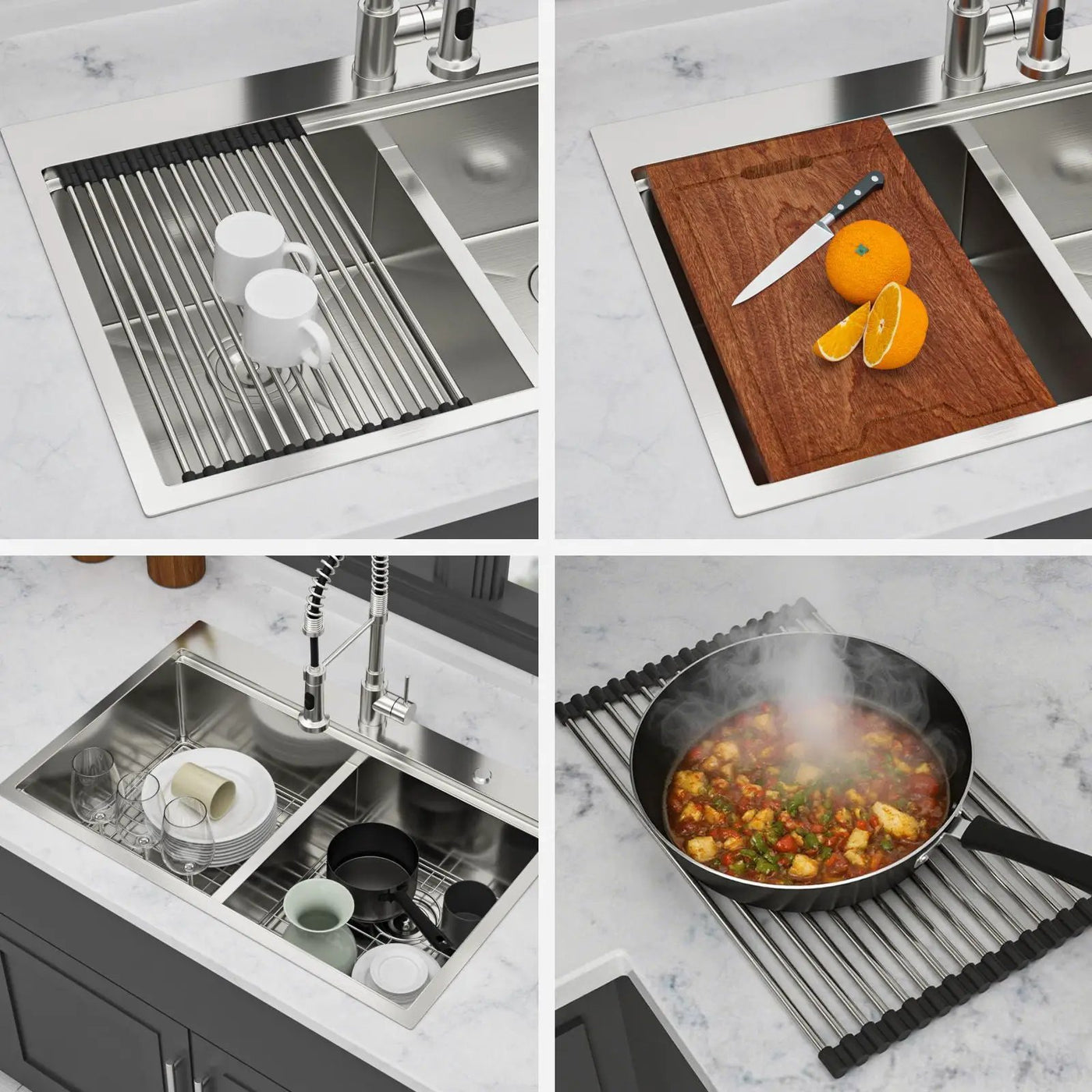 Topmount, Drop In Double Bowl Kitchen Sink by HouseOfZazla