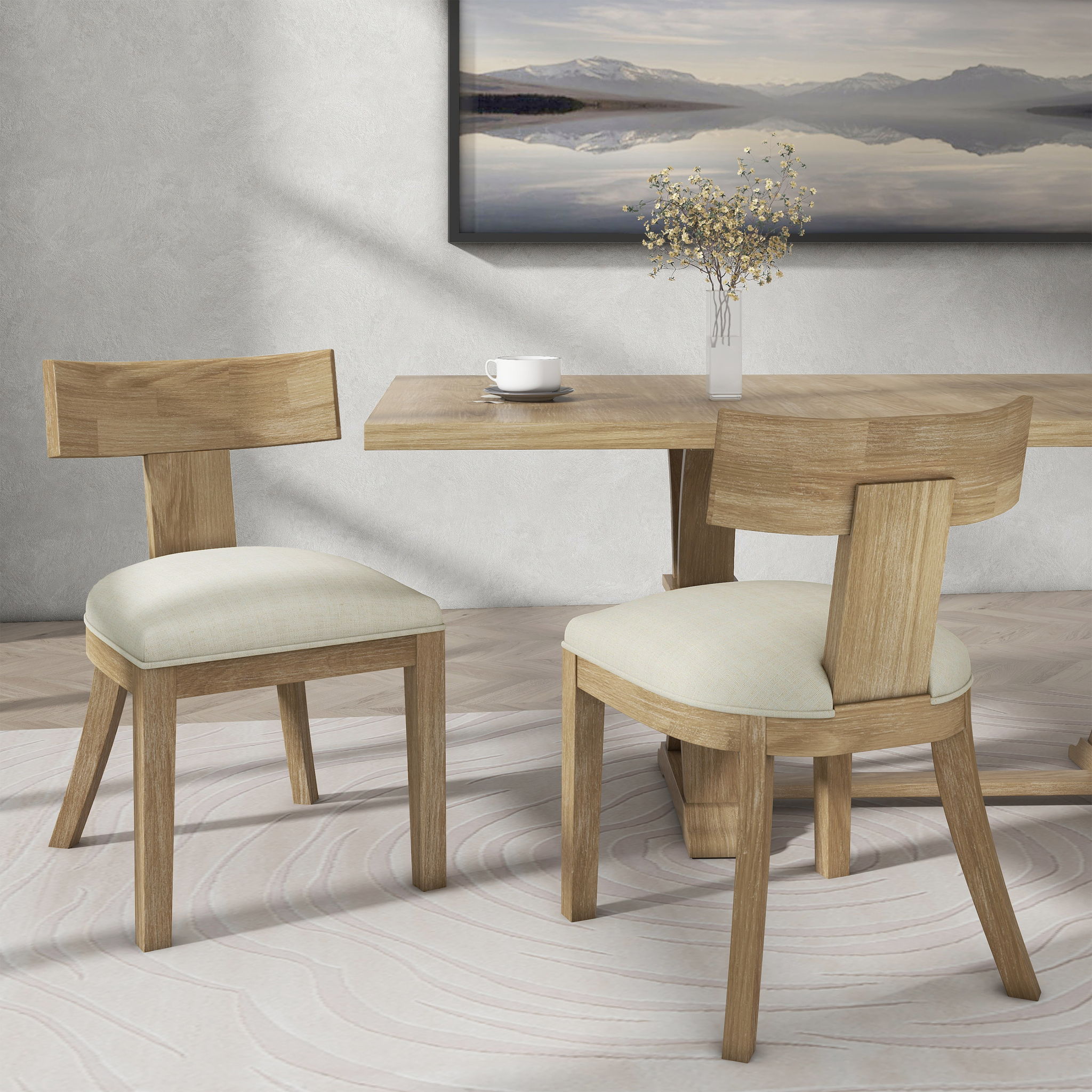 Contemporary Fabric Upholstered Side Dining Chairs Set With Curved Back by HouseOfZazla