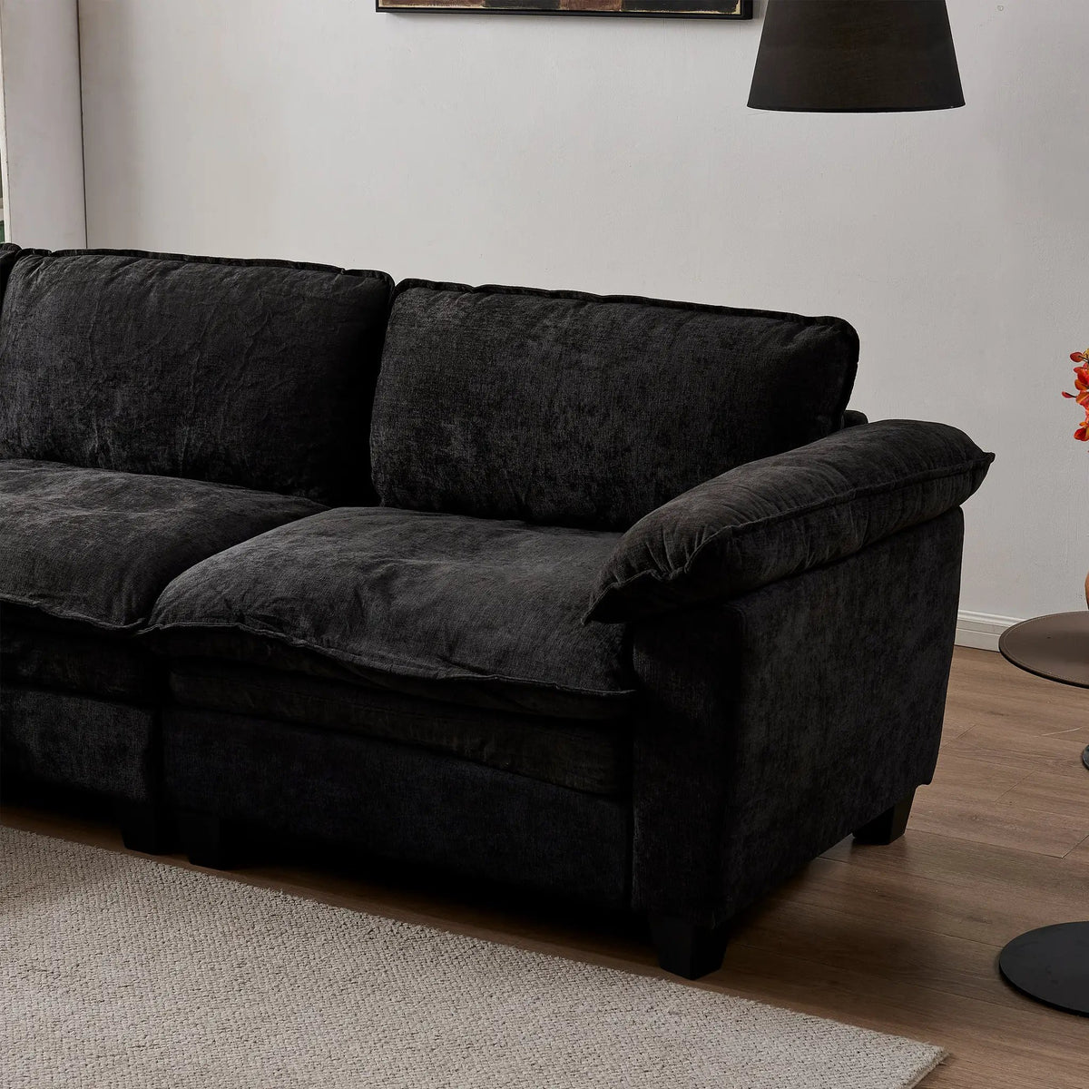 Luxury Couch with Ottoman in Soft Chenille by HouseOfZazla