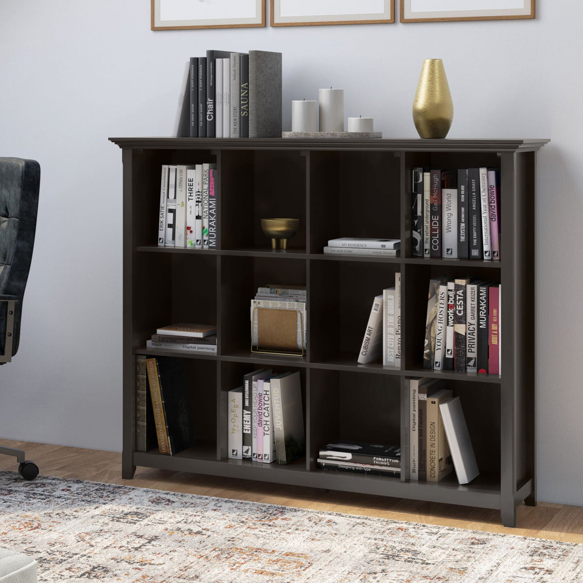 Amherst Cube Storage Bookcase with Large Cubbies - Dark Brown, Dark Gray, or White, photo 3 of 33