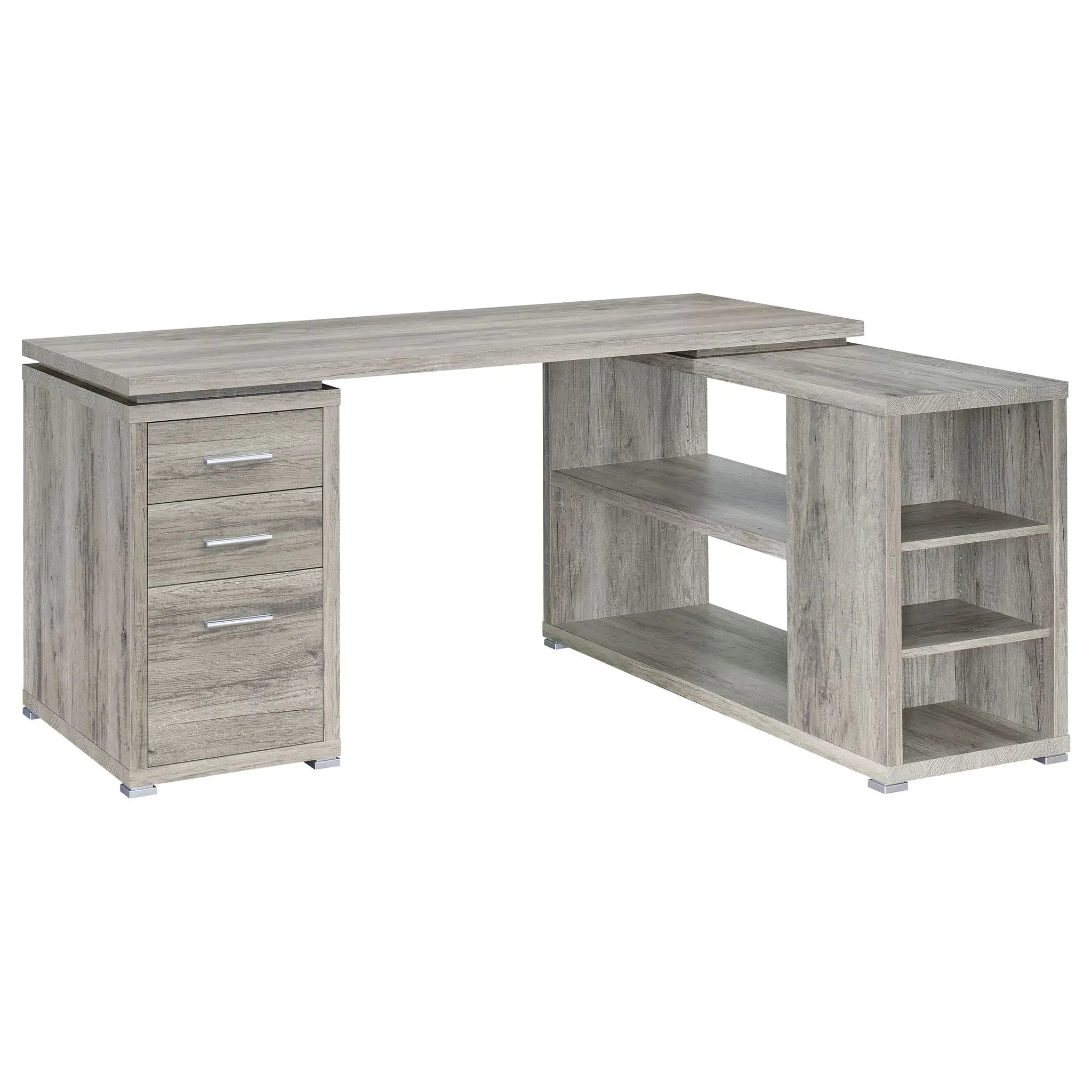 Yvette 60-inch 3-drawer L-Shape Computer Desk Grey Driftwood by Unique Piece Furniture
