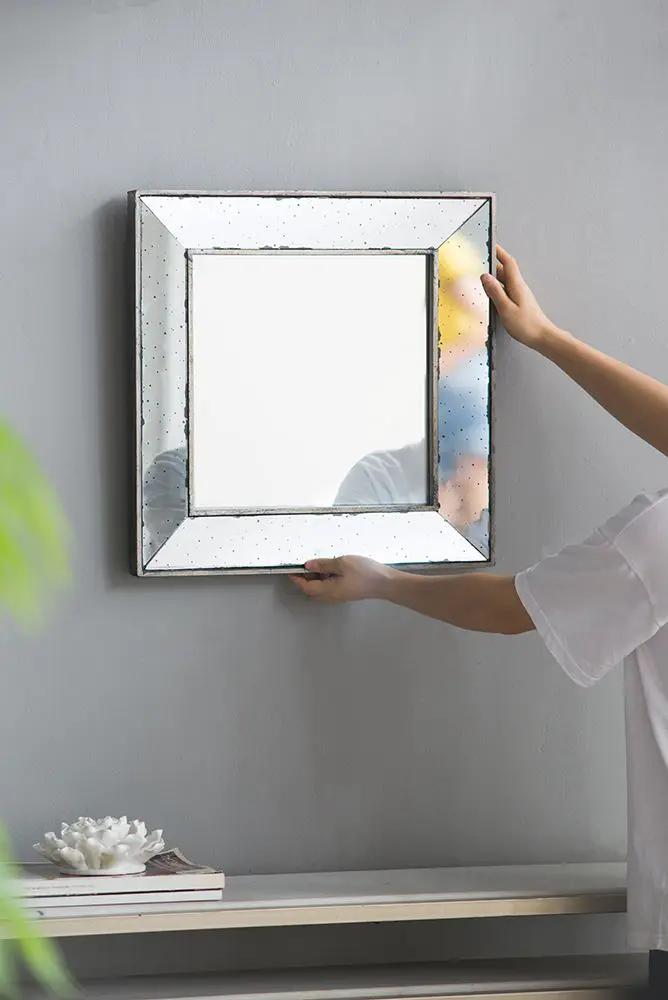 Distressed Accent Mirror, Traditional Style Framed Wall Mirror For Living Room by Unique Piece Furniture