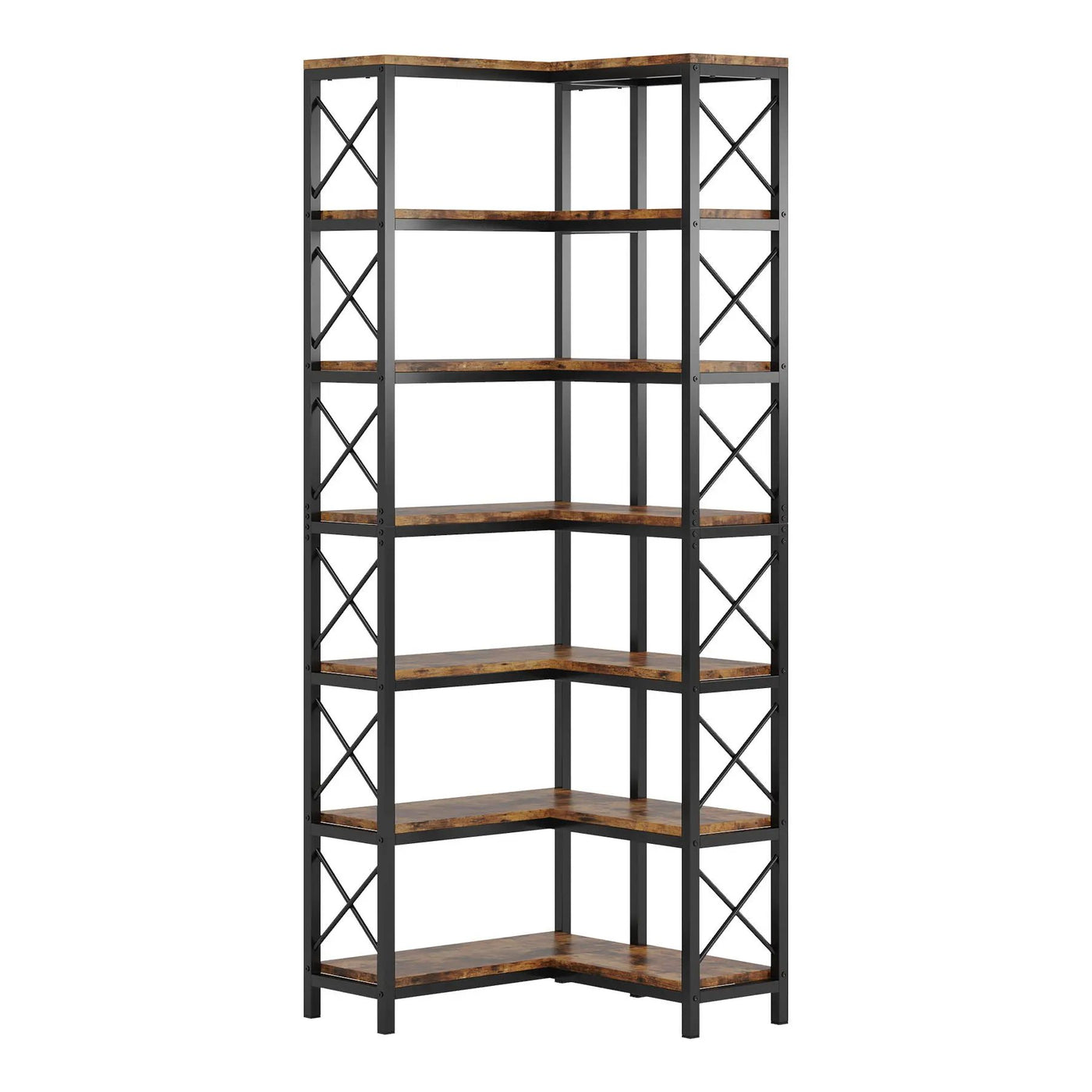 7 Tier Corner Bookshelf, Storage Unit For Living Room by HouseOfZazla