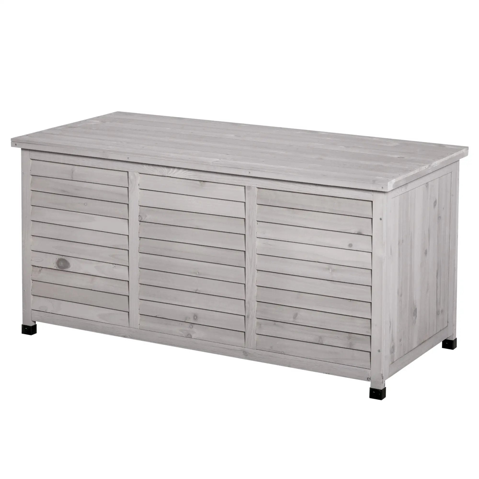 Outsunny - 75 Gallon Wooden Deck Box, Outdoor Storage Container With Aerating Gap & Weather-Fighting Finish - Gray by HouseOfZazla