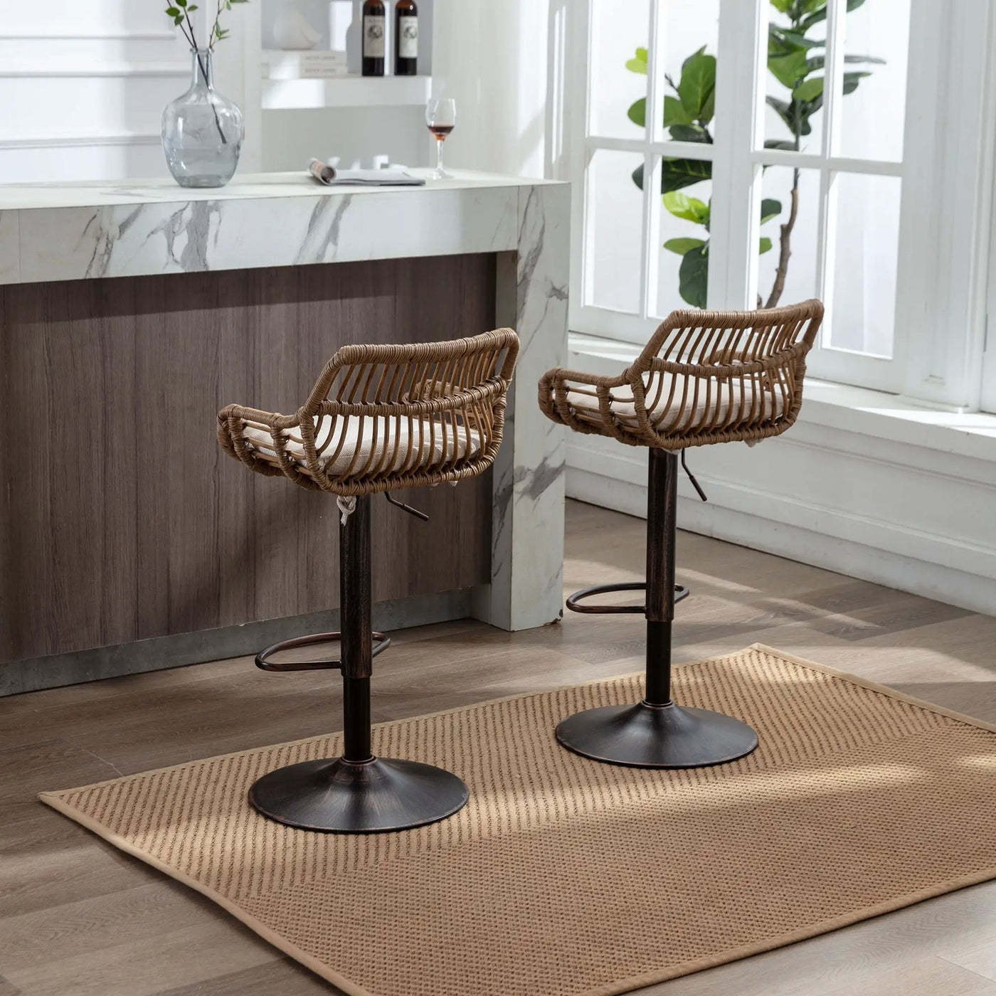 Modern Swivel Bar Stools Adjustable Counter Chairs With Footrest (Set of 2) by HouseOfZazla