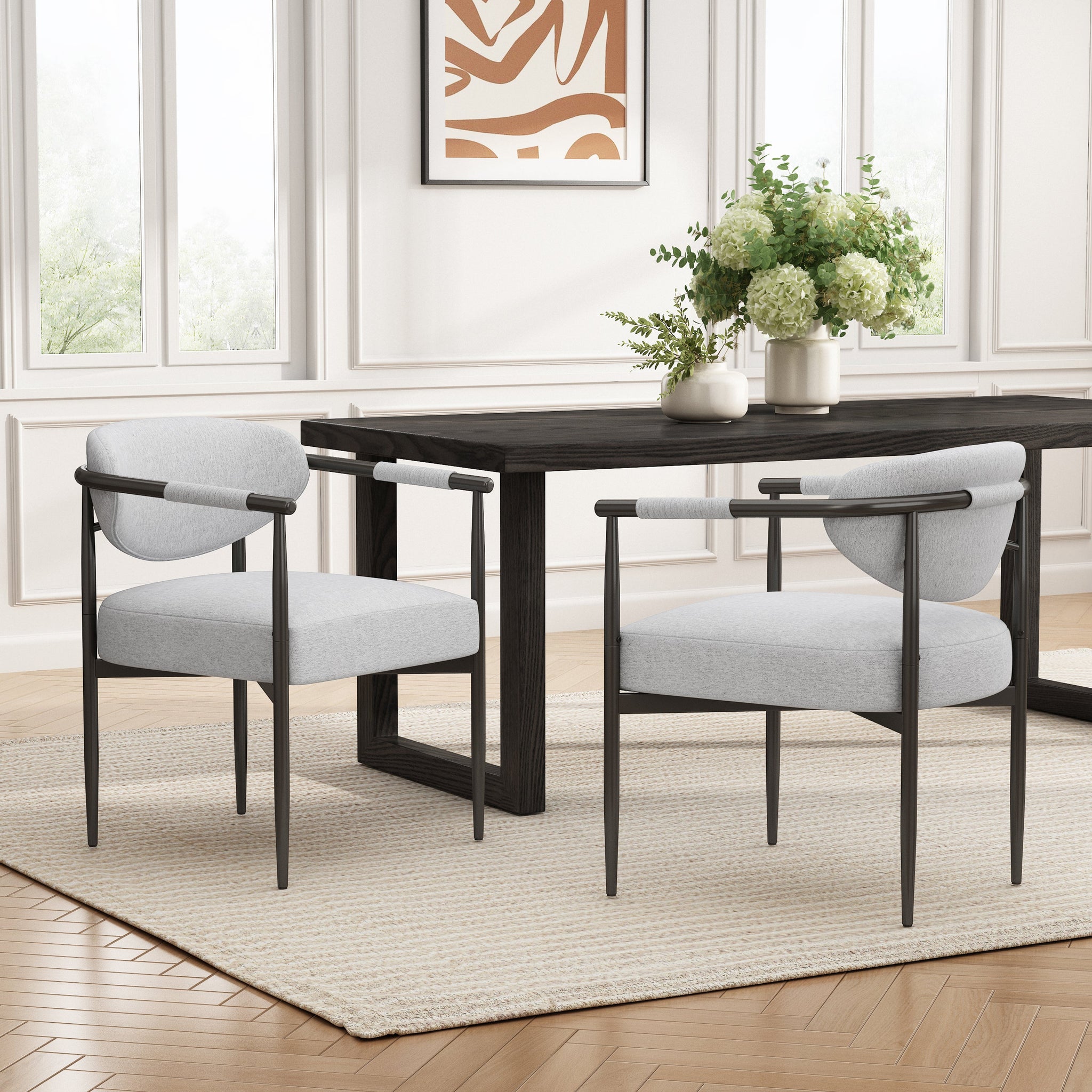 Modern Dining Chairs Set of 2 with Bronze Iron Frame by HouseOfZazla