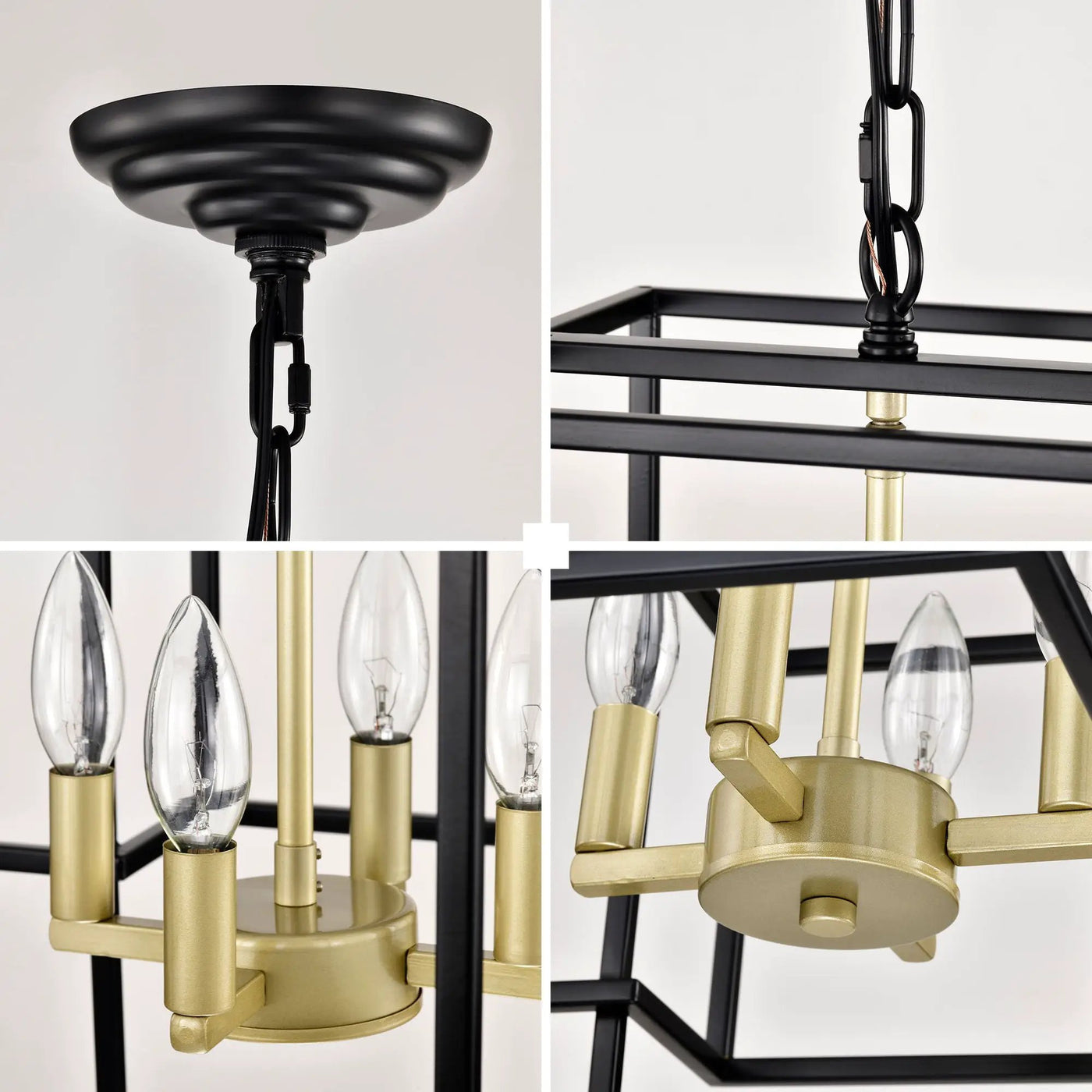 4 Light Metal Lantern Tiered Pendant Hanging Light Fixtures, Industrial Farmhouse Adjustable Height Chandeliers For Dining Room Hallway Foyer Entryway (E12 Bulbs Not Included) by HouseOfZazla