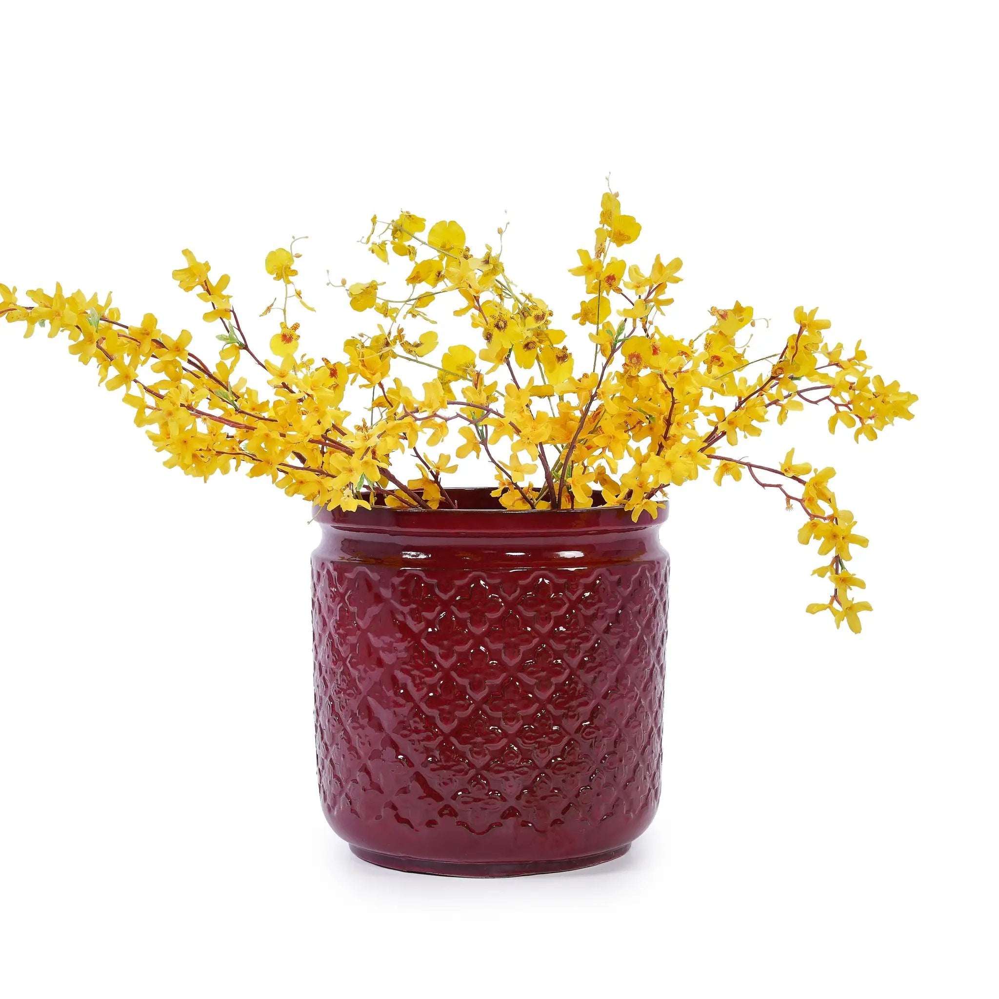 3 Pieces Ceramic Flowerpot Set, Bean Paste Red by HouseOfZazla