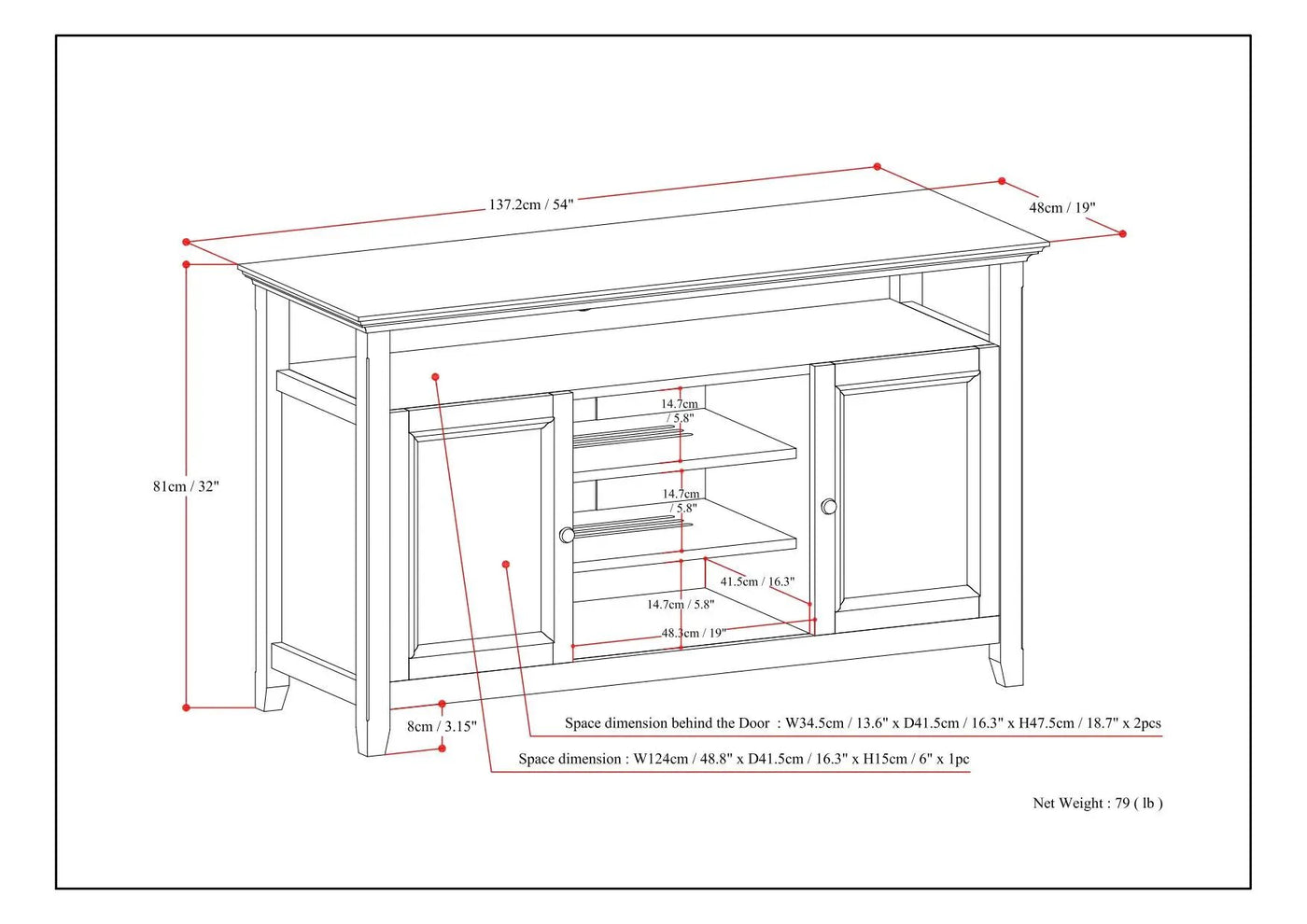 Amherst - TV Media Stand, Handcrafted by HouseOfZazla