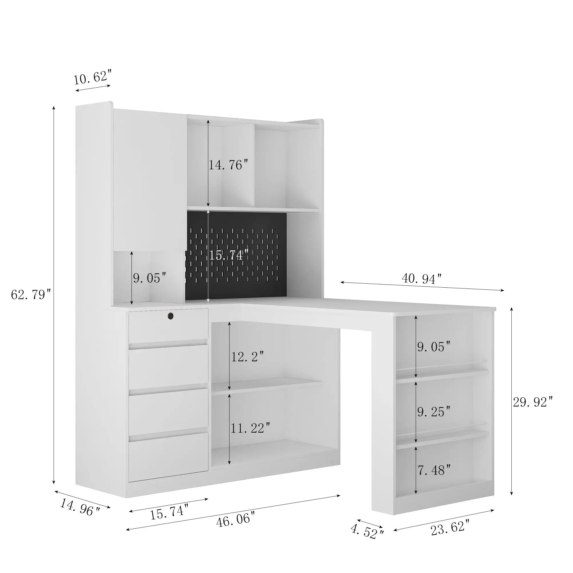 L Shaped Desk with Charger and Drawers by HouseOfZazla