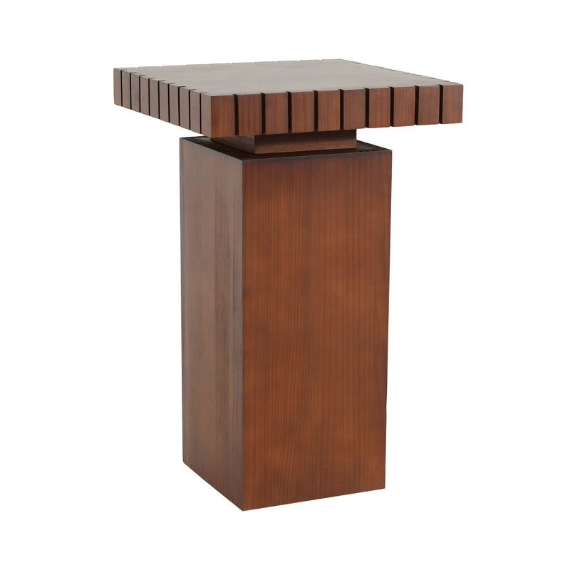 Walnut Wood Square End Table with Pedestal Base - Walnut, photo 6 of 10