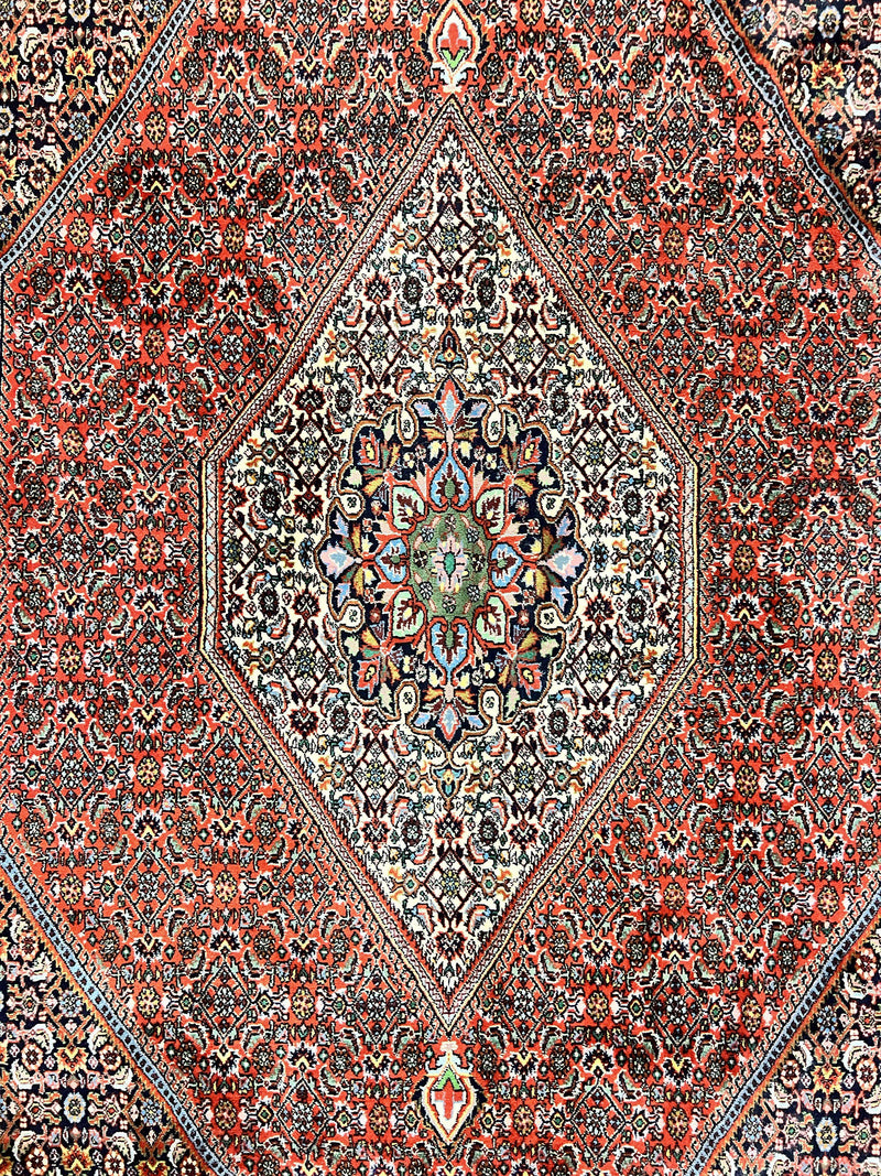 Persian Bidjar Rug 5x10, Wool Hand Knotted Vintage Carpet, Highly Detailed, Mahi Herati Pattern, 5 x 10 Oriental Rug by Jewel Rugs