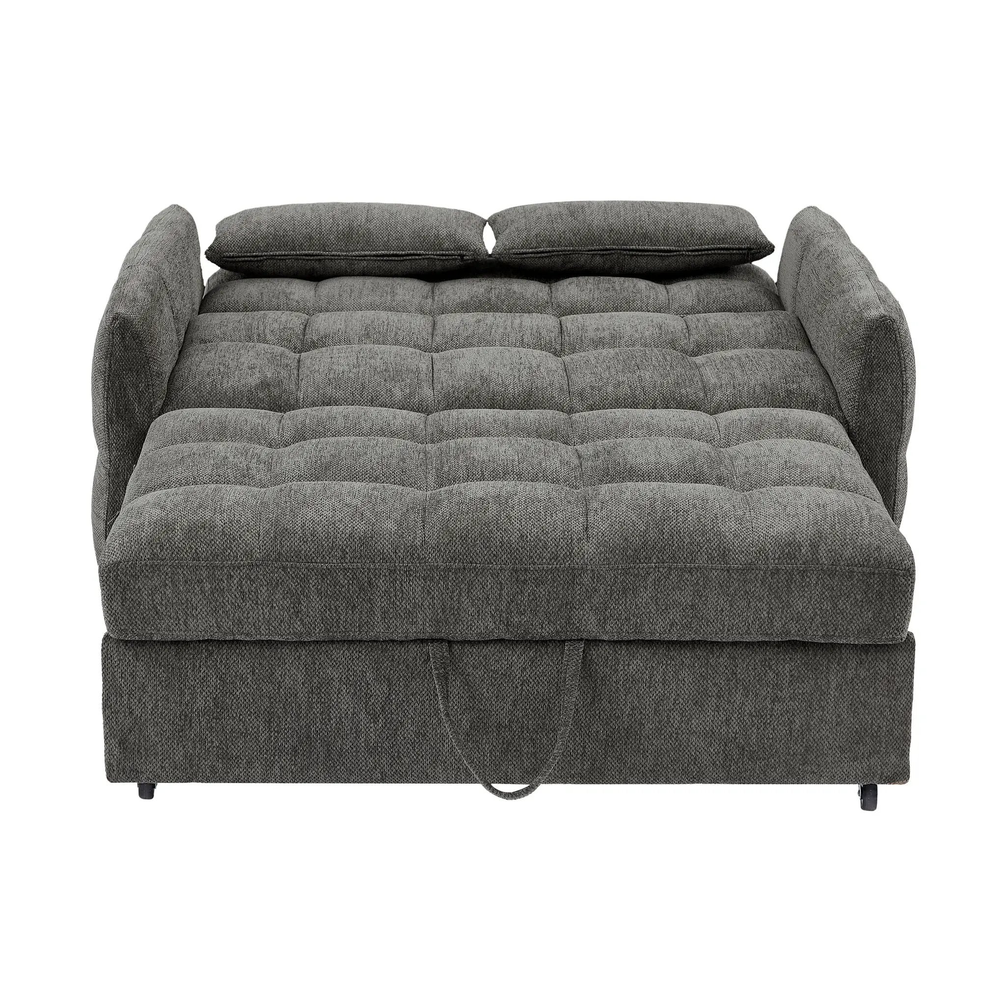 Loveseat Sofa Pull-Out Bed With Adjustable Backrest, 3 USB Ports And 2 Lumbar Pillows For Living Room by HouseOfZazla