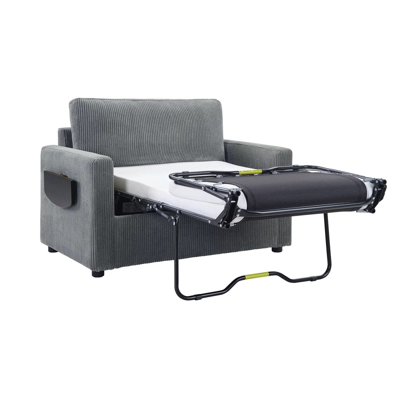 Sleeper Sofa With Foldable Mattress, USB Ports, Side Table & Storage Pocket by HouseOfZazla