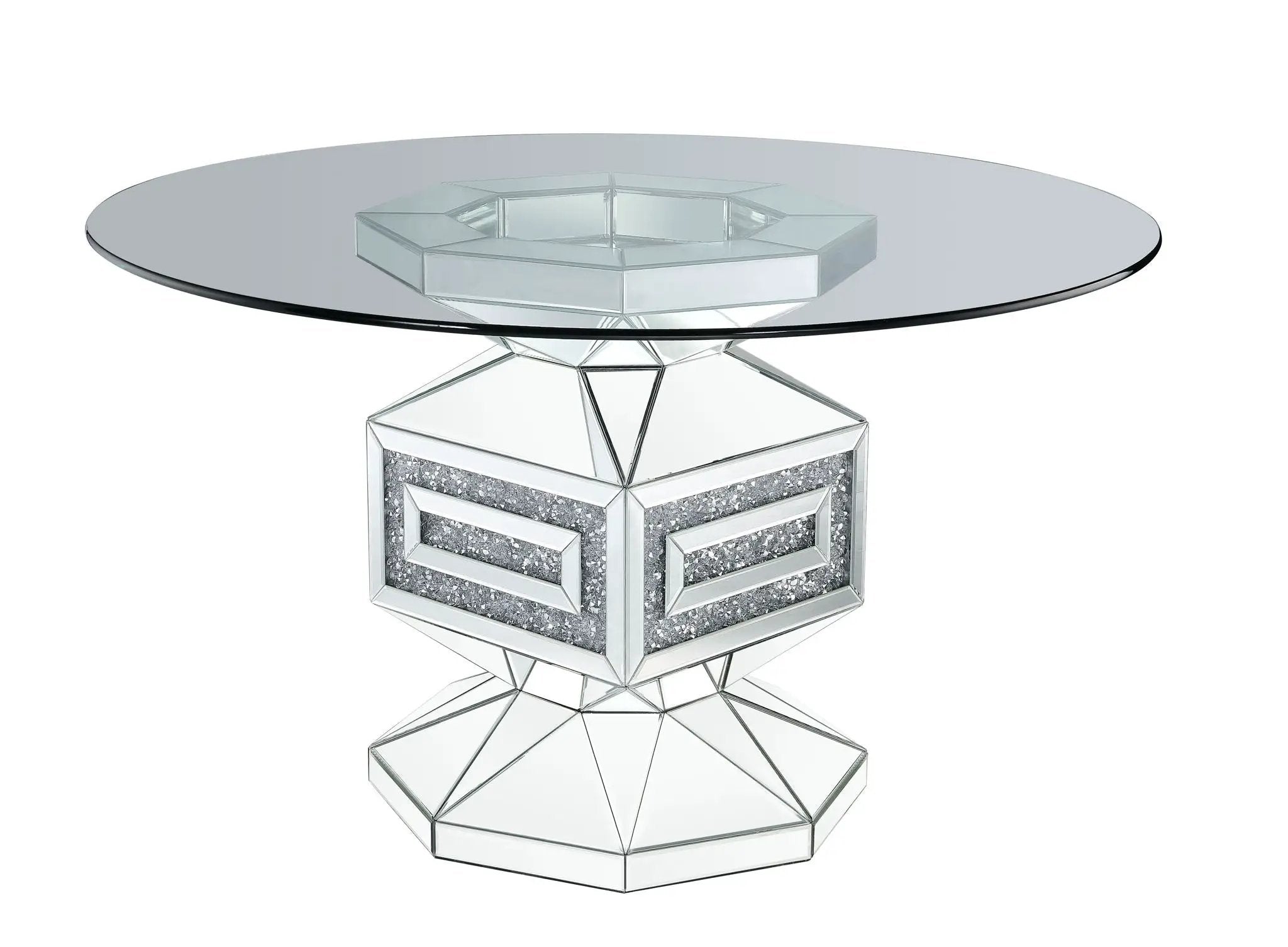 Noralie - 30" Dining Table - Clear Glass, Mirrored & Faux Diamonds by Unique Piece Furniture