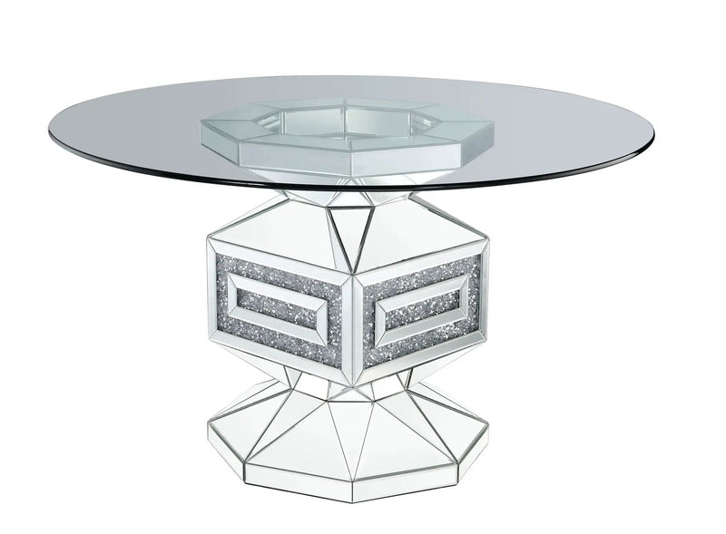 Noralie - 30" Dining Table - Clear Glass, Mirrored & Faux Diamonds by Unique Piece Furniture