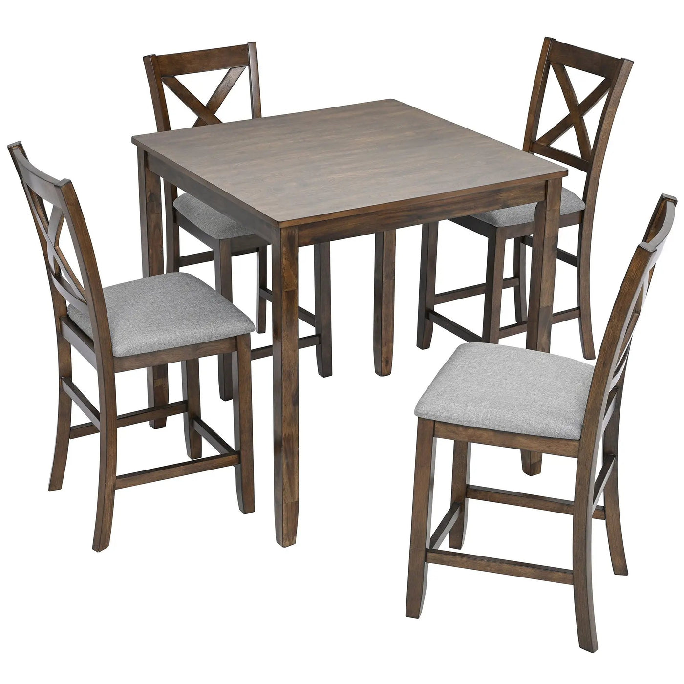 5 Piece Dining Table Set, Wooden Dining Square Table Set For 4 by HouseOfZazla