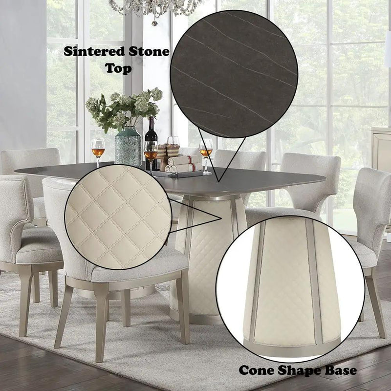 Kasa - Dining Table - Sintered Stone Top & Champagne by Unique Piece Furniture