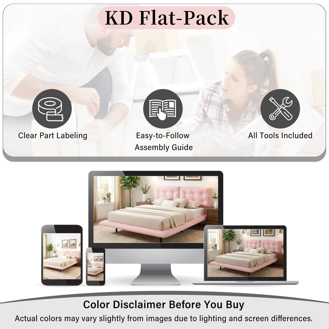 Queen Size Upholstered Floating Bed Frame with LED Lights by HouseOfZazla