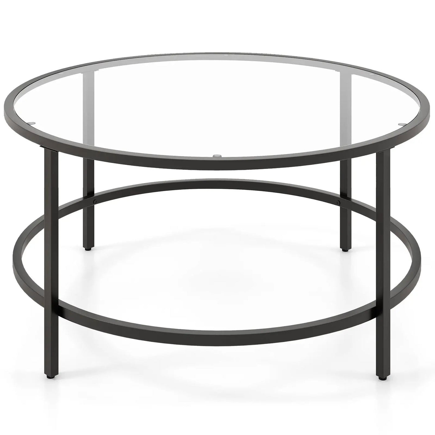 36 Inch Round Coffee Table with Tempered Glass Tabletop by DirectDeals