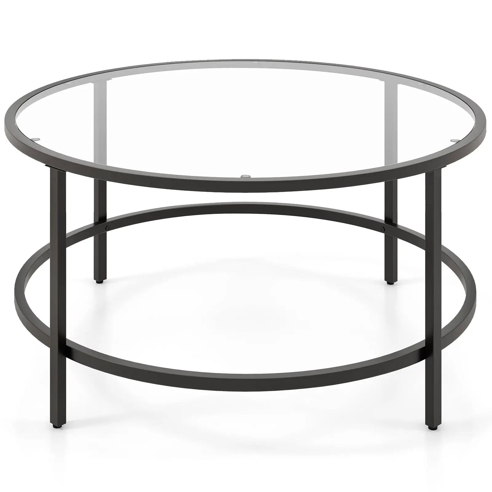 36 Inch Round Coffee Table with Tempered Glass Tabletop by DirectDeals