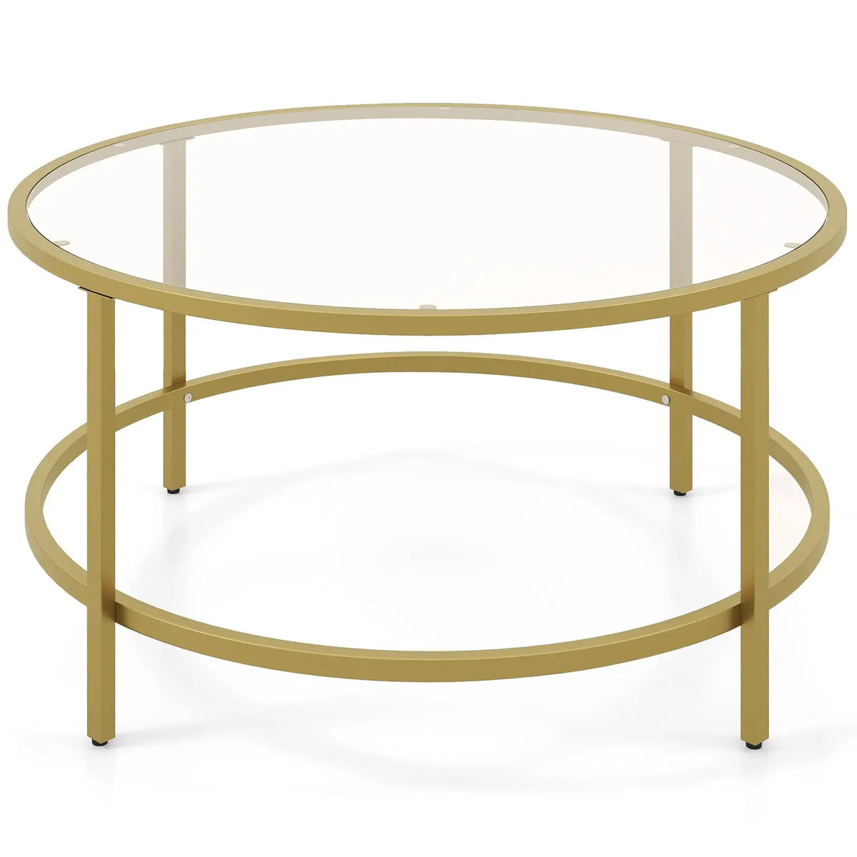 36 Inch Round Coffee Table with Tempered Glass Tabletop by DirectDeals
