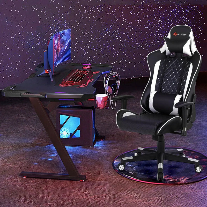 Massage Gaming Chair with Lumbar Support and Headrest by DirectDeals