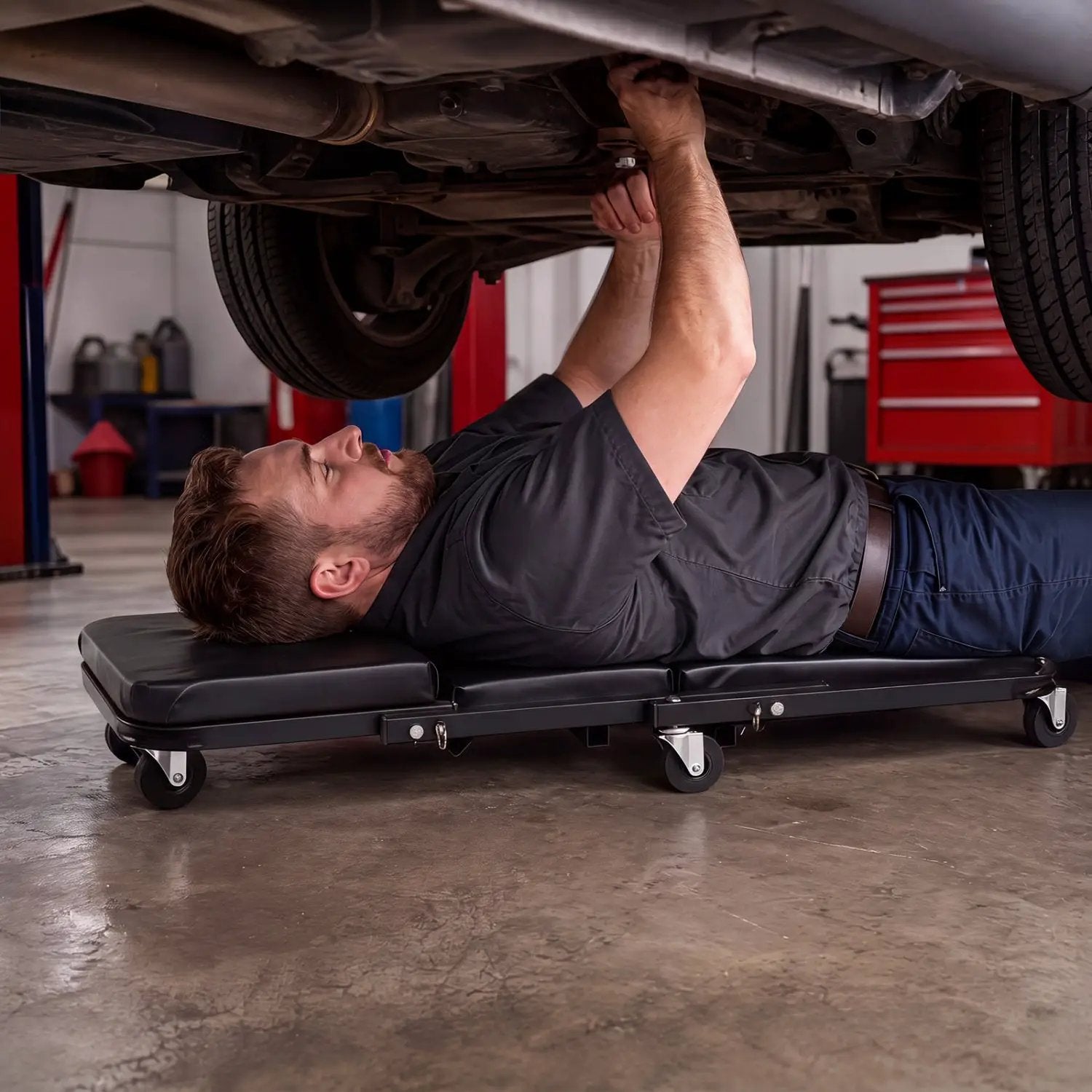 3-in-1 Folding Mechanic Creeper with 6 Wheels - 36 Inch by DirectDeals