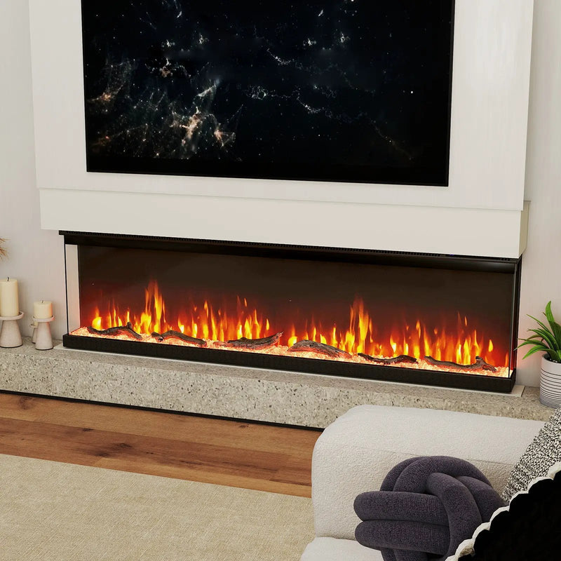 36/40/50/60 Inch Wide 3-Sided Electric Fireplace Insert with Remote Control and 12 Flame Colors by DirectDeals