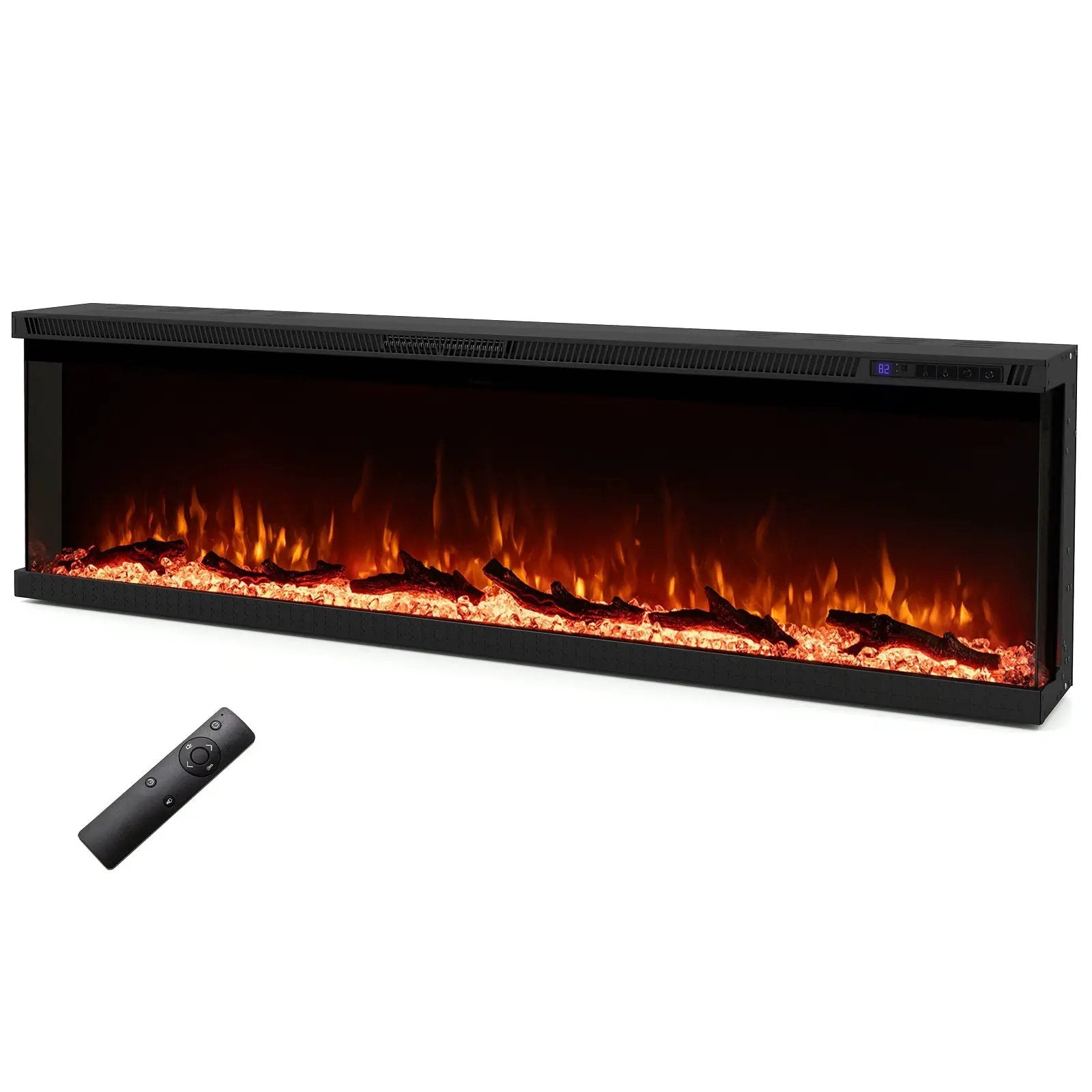 36/40/50/60 Inch Wide 3-Sided Electric Fireplace Insert with Remote Control and 12 Flame Colors by DirectDeals