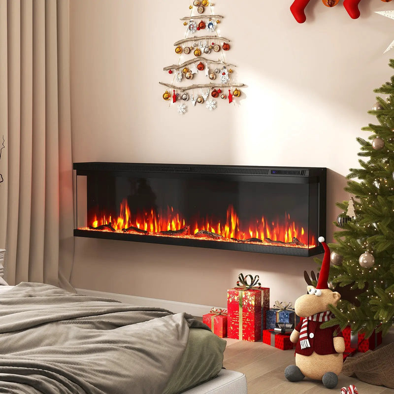36/40/50/60 Inch Wide 3-Sided Electric Fireplace Insert with Remote Control and 12 Flame Colors by DirectDeals