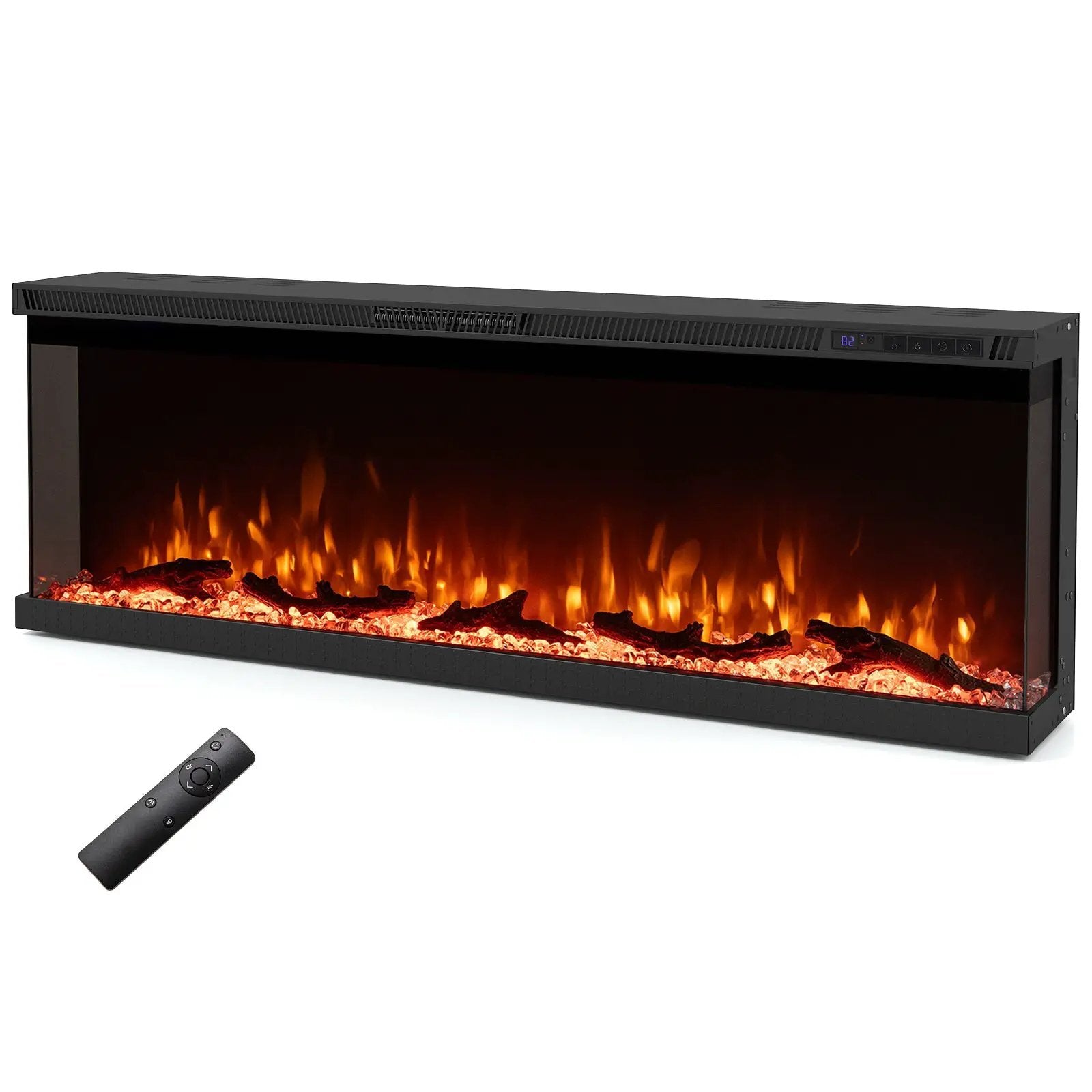 36/40/50/60 Inch Wide 3-Sided Electric Fireplace Insert with Remote Control and 12 Flame Colors by DirectDeals