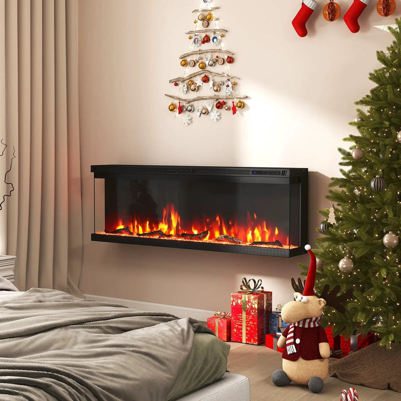 36/40/50/60 Inch Wide 3-Sided Electric Fireplace Insert with Remote Control and 12 Flame Colors by DirectDeals