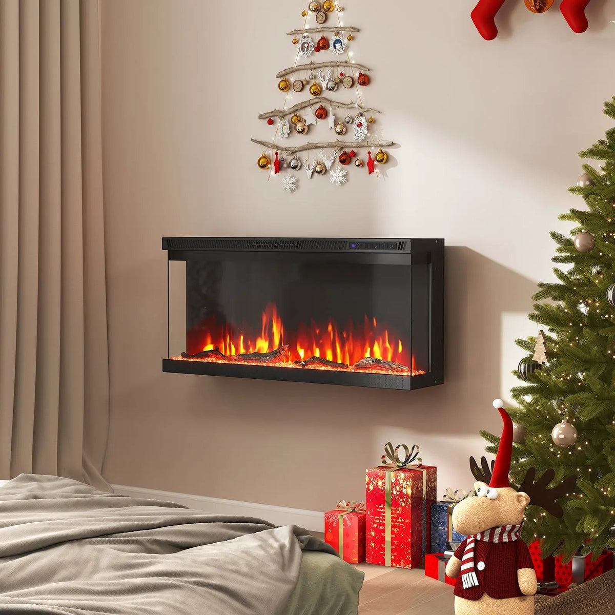 36/40/50/60 Inch Wide 3-Sided Electric Fireplace Insert with Remote Control and 12 Flame Colors by DirectDeals