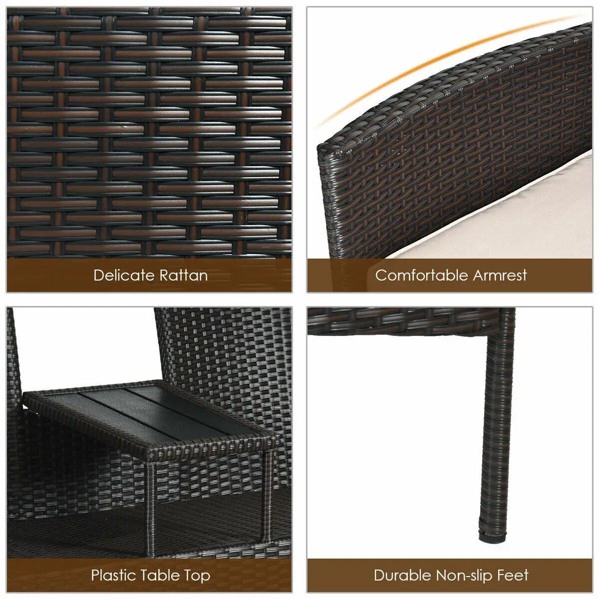 Modern Patio Conversation Set with Built-in Coffee Table and Cushions by DirectDeals