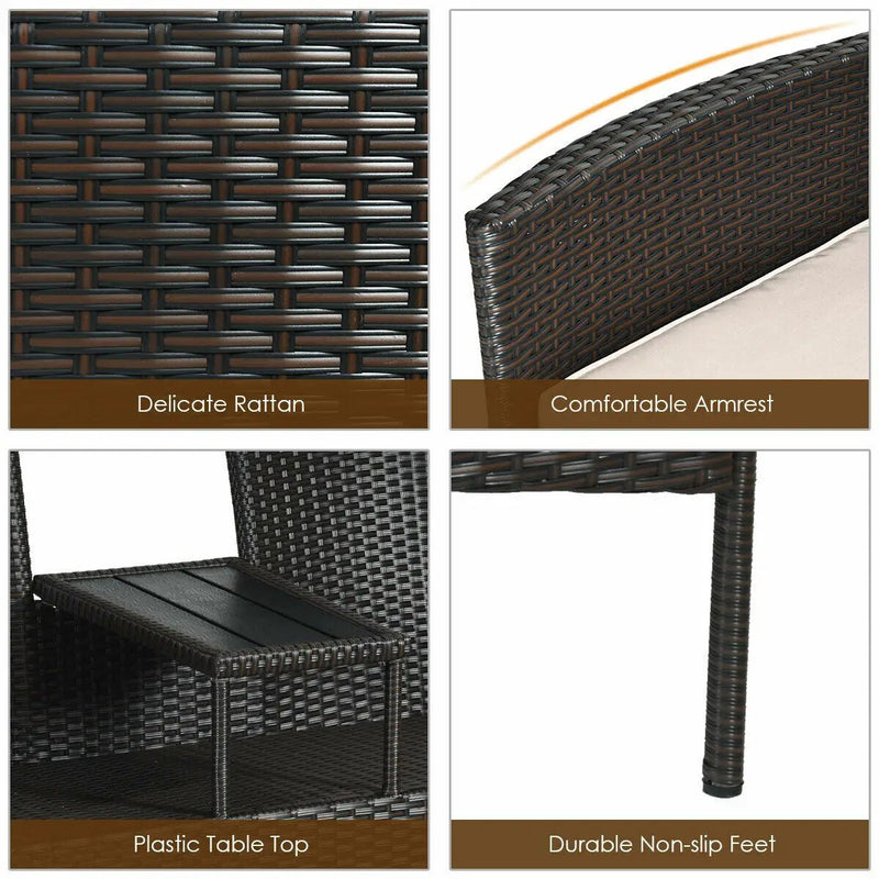 Modern Patio Conversation Set with Built-in Coffee Table and Cushions by DirectDeals
