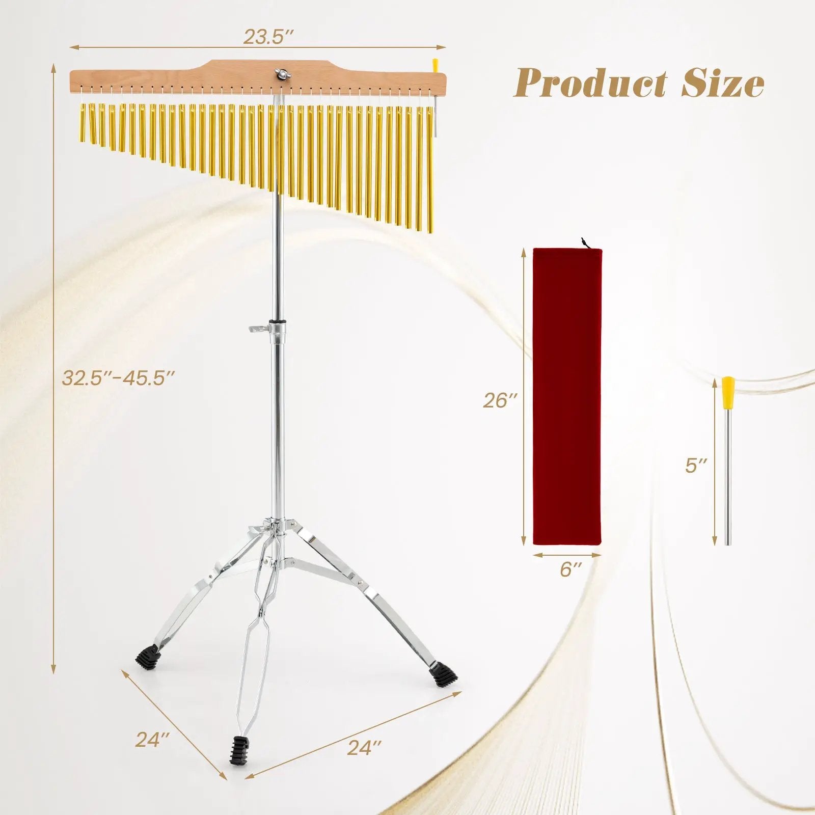 36-Bar Single-Row Chimes Percussion Instrument-Golden by DirectDeals