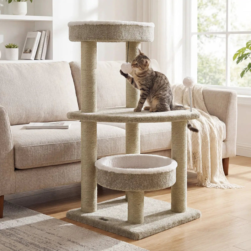 36" Cat Tree with Plush Perches & Scratching Posts by DirectDeals