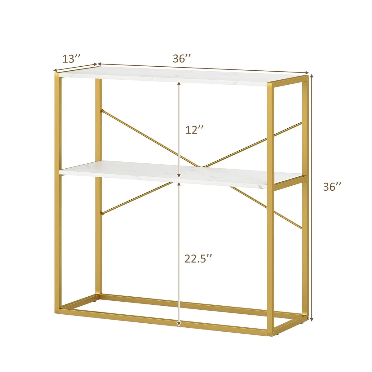 36" Console Table 2-Tier Entryway Table with Wooden Open Shelves and Metal Frame by DirectDeals