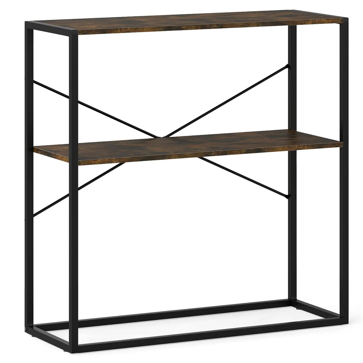 36" Console Table 2-Tier Entryway Table with Wooden Open Shelves and Metal Frame by DirectDeals